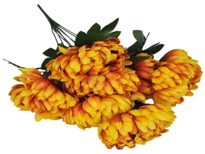 CHRYZANTEMA BUKIET 9 KWIATÓW 48cm - żółto-rudy