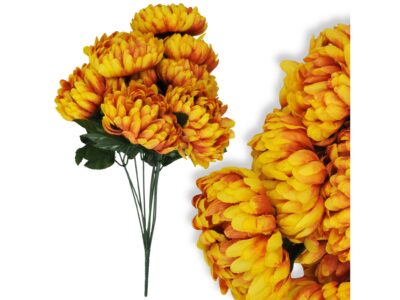 CHRYZANTEMA BUKIET 9 KWIATÓW 48cm - żółto-rudy
