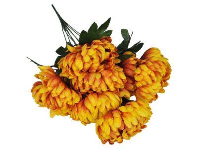 CHRYZANTEMA BUKIET 9 KWIATÓW 48cm - żółto-rudy