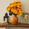 CHRYZANTEMA BUKIET 9 KWIATÓW 48cm - żółto-rudy