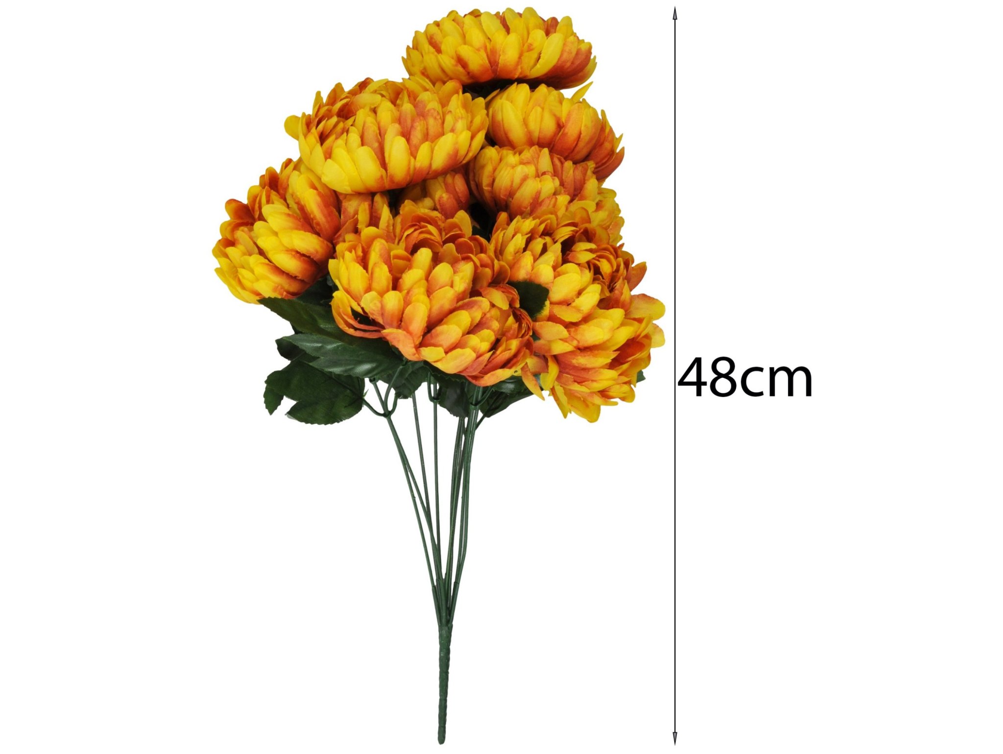 CHRYZANTEMA BUKIET 9 KWIATÓW 48cm - żółto-rudy