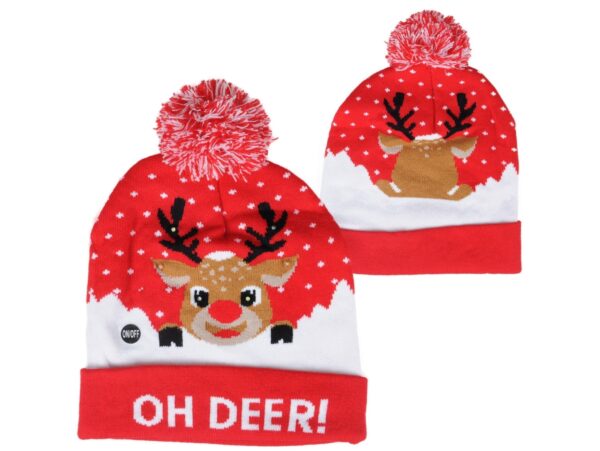 CZAPKA LED ŚWIĄTECZNA - wzór 1 renifer