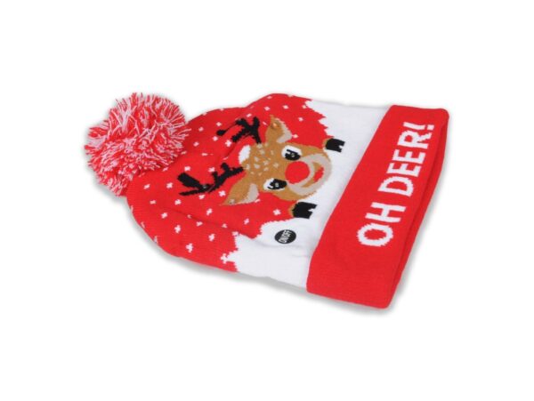 CZAPKA LED ŚWIĄTECZNA - wzór 1 renifer