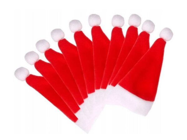 CZAPKA MIKOŁAJA NA BUTELKĘ SZTUĆCE 10SZT OZDOBY