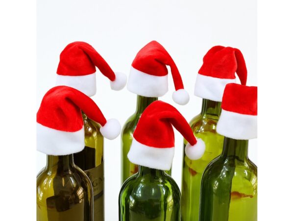 CZAPKA MIKOŁAJA NA BUTELKĘ SZTUĆCE 10SZT OZDOBY