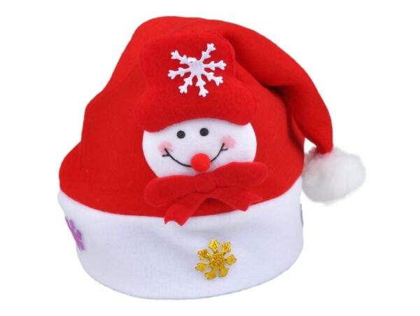 CZAPKA ŚWIĘTEGO MIKOŁAJA Z OZDOBĄ 24x30cm - bałwan