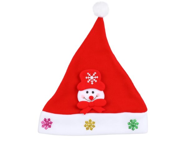 CZAPKA ŚWIĘTEGO MIKOŁAJA Z OZDOBĄ 24x30cm - bałwan