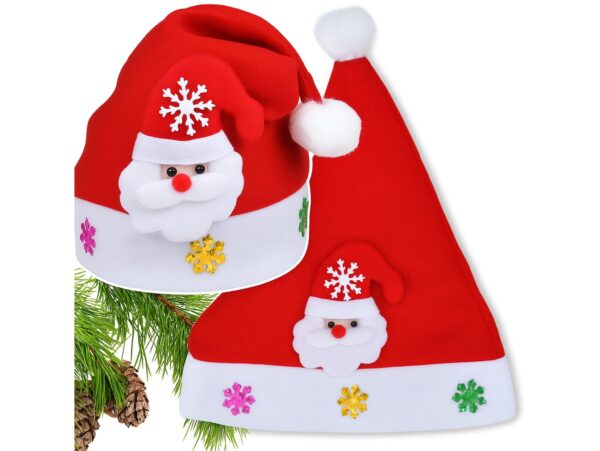 CZAPKA ŚWIĘTEGO MIKOŁAJA Z OZDOBĄ 24x30cm - mikołaj