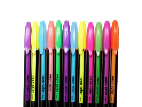DŁUGOPISY ŻELOWE KOLOROWE NEONOWE ZESTAW 12 SZTUK