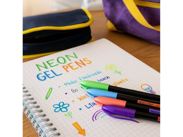 DŁUGOPISY ŻELOWE KOLOROWE NEONOWE ZESTAW 12 SZTUK