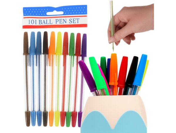 DŁUGOPISY TRADYCYJNE 10SZT - kolorowy