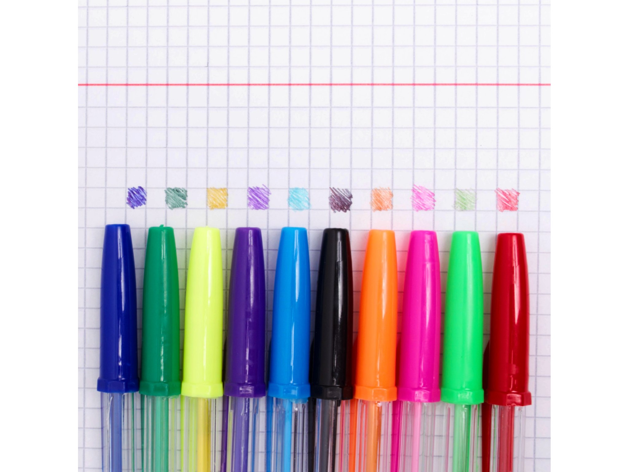 DŁUGOPISY TRADYCYJNE 10SZT - kolorowy