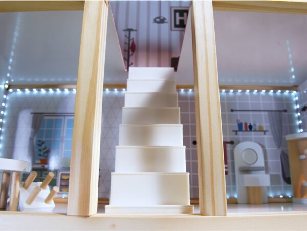 DOMEK DLA LALEK DREWNIANY MDF LED 78CM