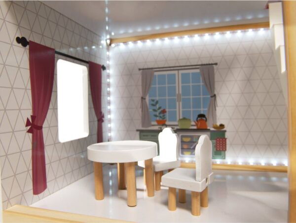 DOMEK DLA LALEK DREWNIANY MDF LED 78CM