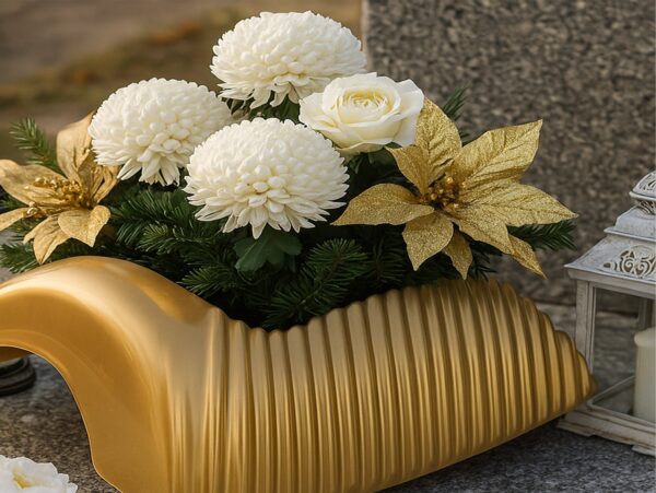 DONICZKA DONICA OSŁONKA CMENTARNA GARBI 23x16x7cm - złoty