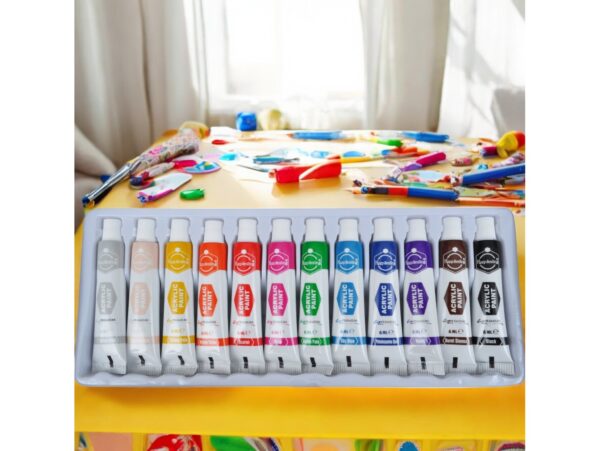 FARBY AKRYLOWE W TUBKACH 12szt 9x2x24cm