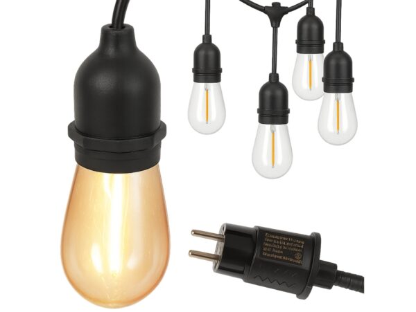 GIRLANDA OGRODOWA ŁAŃCUCH ŚWIETLNY 15 LED E27 15M