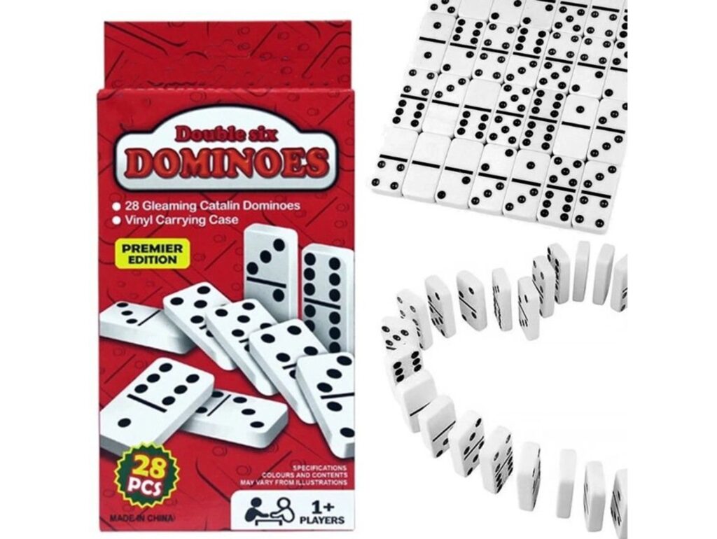 GRA DOMINO PLASTIKOWE TRADYCYJNE - czarno-białe