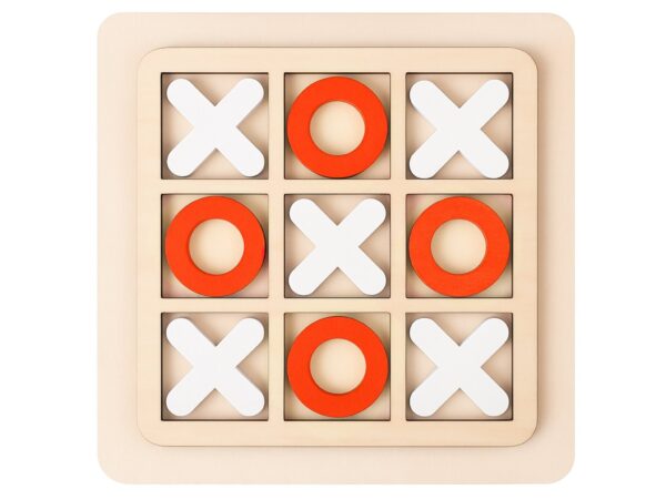 GRA KÓŁKO I KRZYŻYK DRENIANE KLOCKI 15x15cm - biało-pomarańczowy