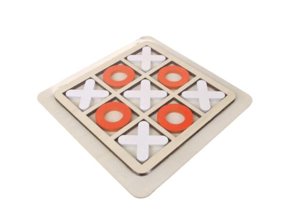 GRA KÓŁKO I KRZYŻYK DRENIANE KLOCKI 15x15cm - biało-pomarańczowy