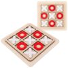GRA KÓŁKO I KRZYŻYK DREWNIANE KLOCKI 15x15cm - biało-czerwony