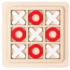 GRA KÓŁKO I KRZYŻYK DREWNIANE KLOCKI 15x15cm - biało-czerwony