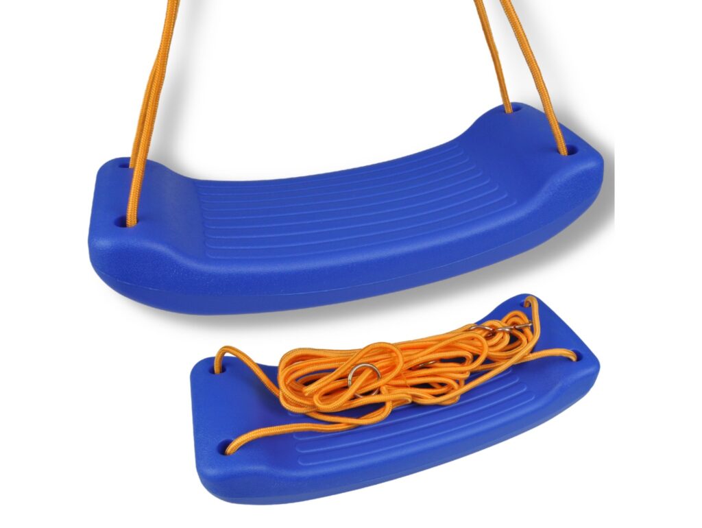 HUŚTAWKA DESKA PLASTIKOWA 43cm - niebieski/pomarańczowy sznur