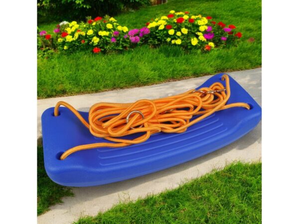 HUŚTAWKA DESKA PLASTIKOWA 43cm - niebieski/pomarańczowy sznur