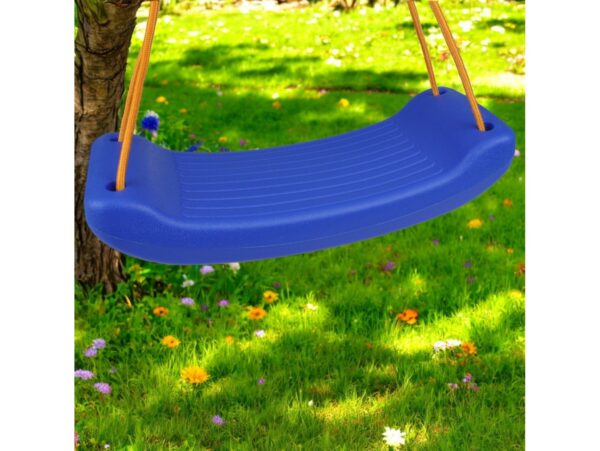 HUŚTAWKA DESKA PLASTIKOWA 43cm - niebieski/pomarańczowy sznur