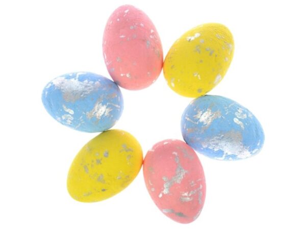 JAJKA WIELKANOCNE STYROPIANOWE POSREBRZANE 6SZT 7x5cm