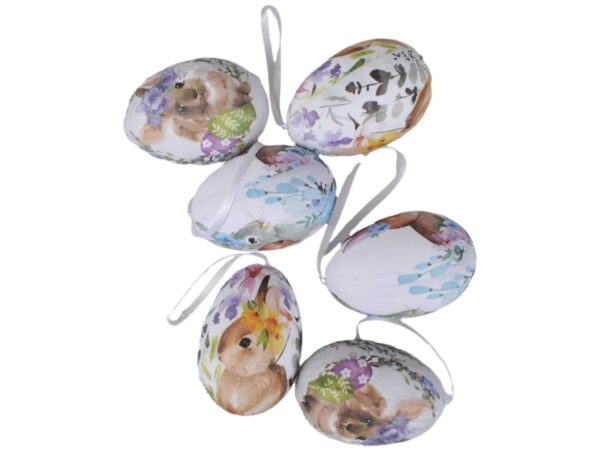 JAJKA WIELKANOCNE STYROPIANOWE Z KRÓLIKAMI 6SZT 5,5x3,5