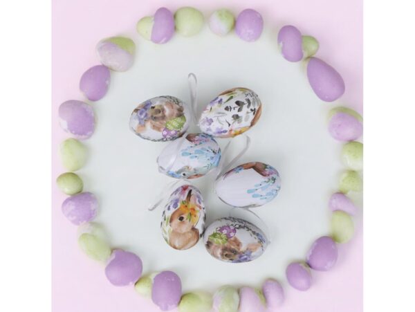 JAJKA WIELKANOCNE STYROPIANOWE Z KRÓLIKAMI 6SZT 5,5x3,5