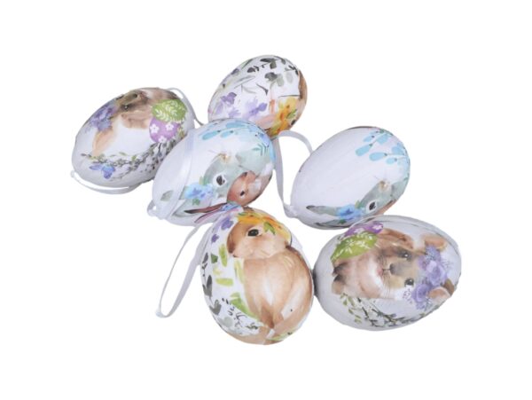 JAJKA WIELKANOCNE STYROPIANOWE Z KRÓLIKAMI 6SZT 5,5x3,5