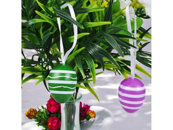 JAJKA WIELKANOCNE Z ZAWIESZKĄ 12SZT 4x3cm - kolorowe