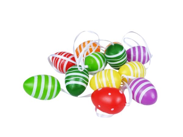 JAJKA WIELKANOCNE Z ZAWIESZKĄ 12SZT 4x3cm - kolorowe