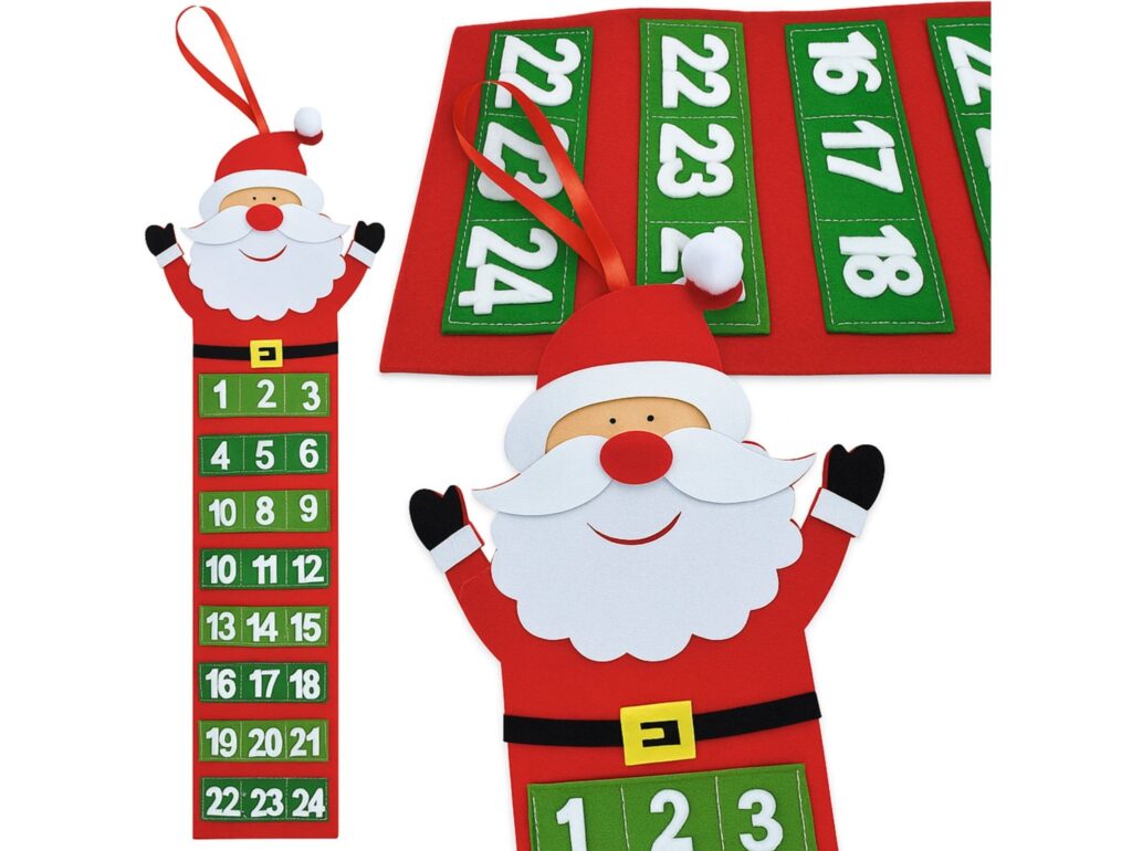 KALENDARZ ADWENTOWY FILCOWY 75x15cm - mikołaj