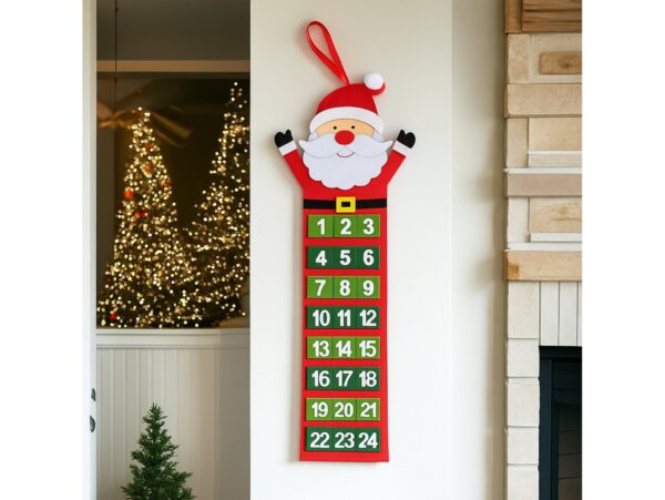 KALENDARZ ADWENTOWY FILCOWY 75x15cm - mikołaj