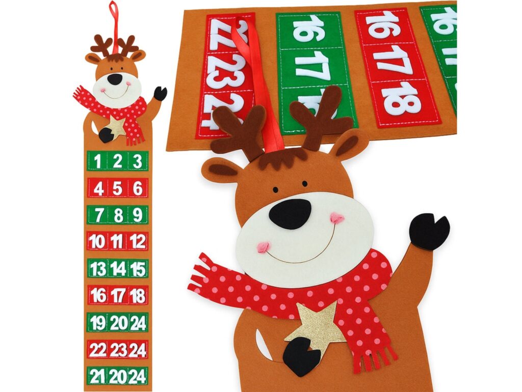 KALENDARZ ADWENTOWY FILCOWY 75x15cm - renifer
