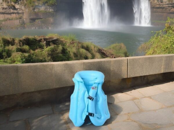 KAMIZELKA DMUCHANA DO PŁYWANIA - niebieski