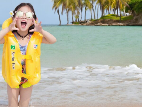 KAMIZELKA DMUCHANA DO PŁYWANIA - żółty