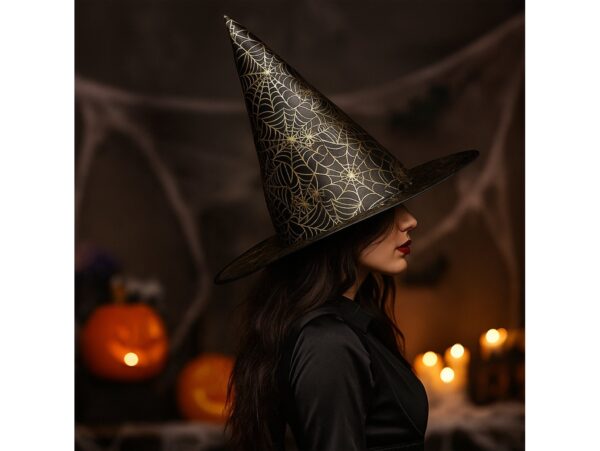 KAPELUSZ CZAROWNICY - złota pajęczyna