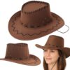 KAPELUSZ UNISEX KOWBOJSKI WELUR 36x33cm - braz