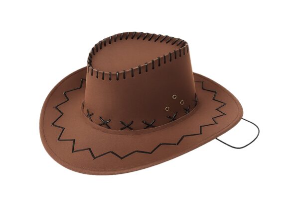 KAPELUSZ UNISEX KOWBOJSKI WELUR 36x33cm - braz