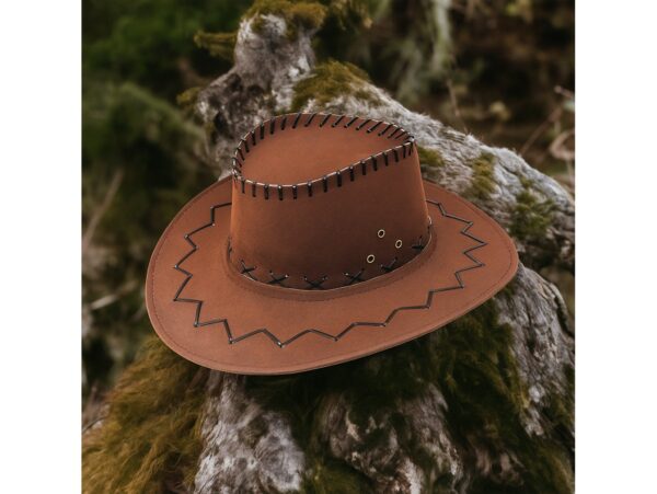 KAPELUSZ UNISEX KOWBOJSKI WELUR 36x33cm - braz