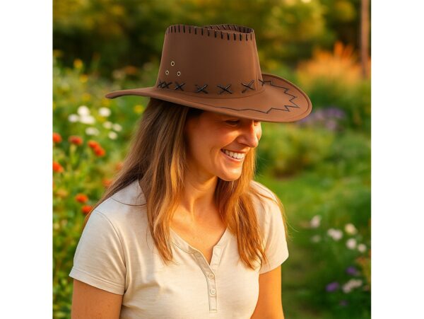 KAPELUSZ UNISEX KOWBOJSKI WELUR 36x33cm - braz