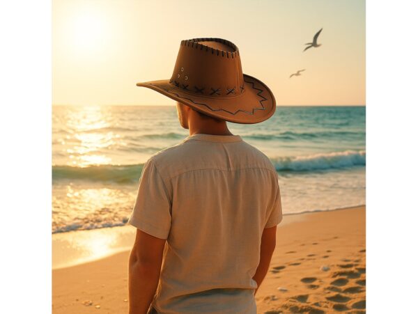 KAPELUSZ UNISEX KOWBOJSKI WELUR 36x33cm - braz