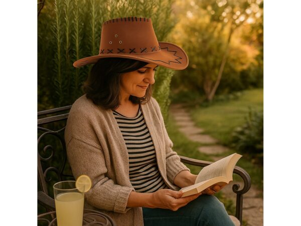 KAPELUSZ UNISEX KOWBOJSKI WELUR 36x33cm - braz