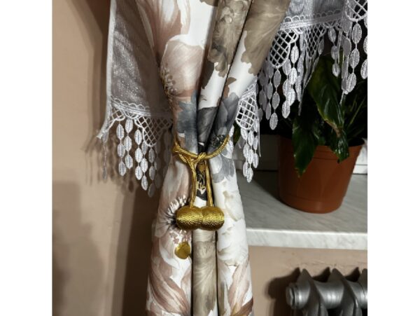 KLAMRA SPINKA DO ZASŁON FIRAN 2 SZT! - złoty