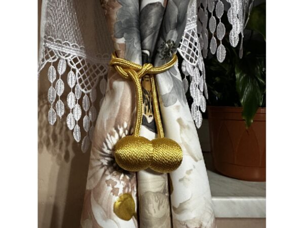 KLAMRA SPINKA DO ZASŁON FIRAN 2 SZT! - złoty