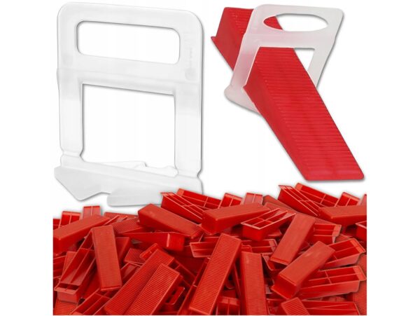 KLIPSY DO POZIOMOWANIA PŁYTEK 500SZT KLINY 100SZT ZESTAW 1MM